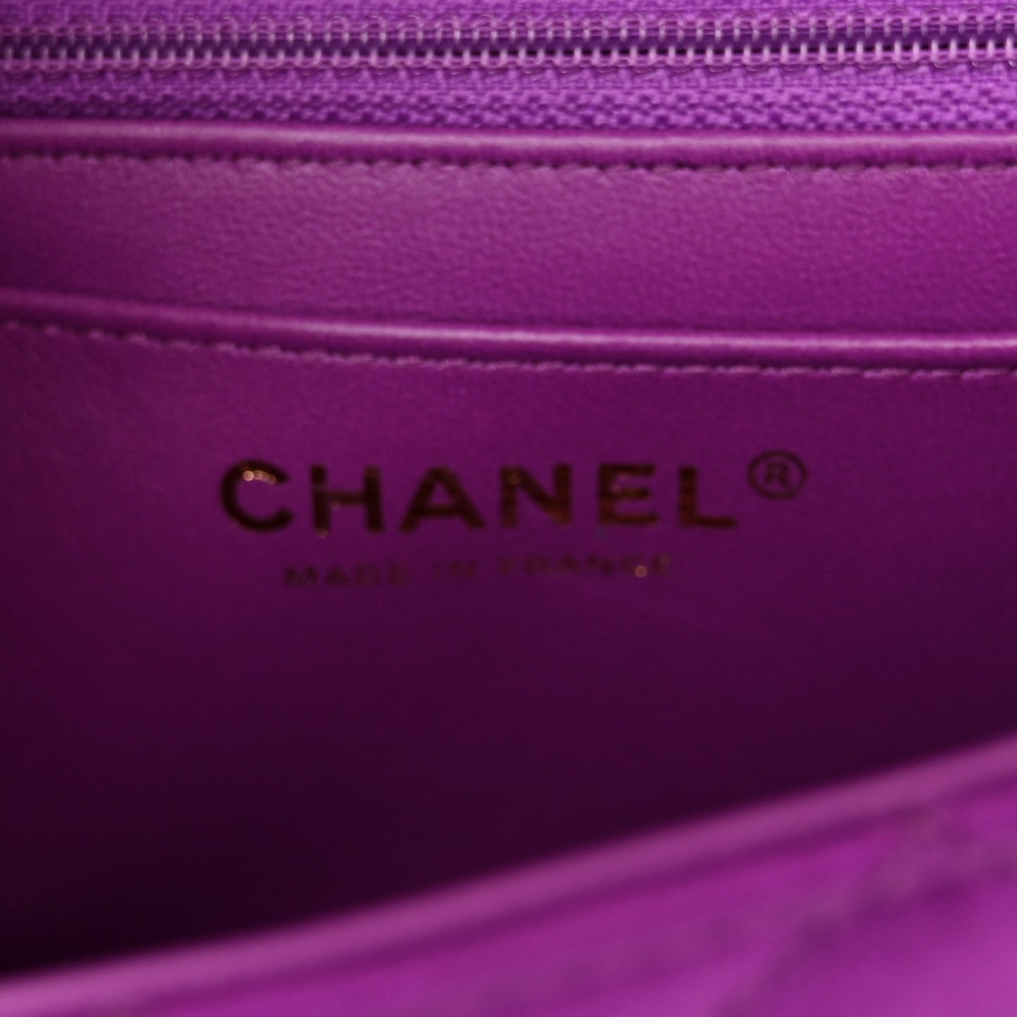 Satin Quilted Mini Rectangular Flap Purple