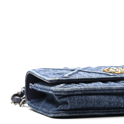 Chanel Denim Quilted Chanel 19 Wallet On Chain WOC Blue 10 of 11