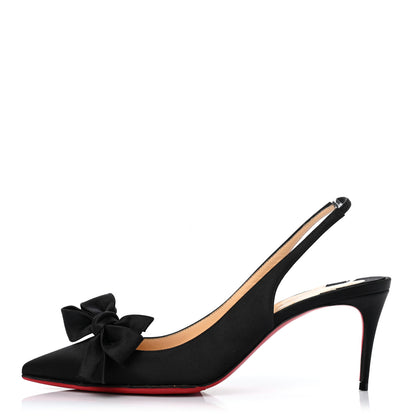 Christian Louboutin Crepe Satin Yasling 70 Slingback Pumps 38.5 Black 1 of 7