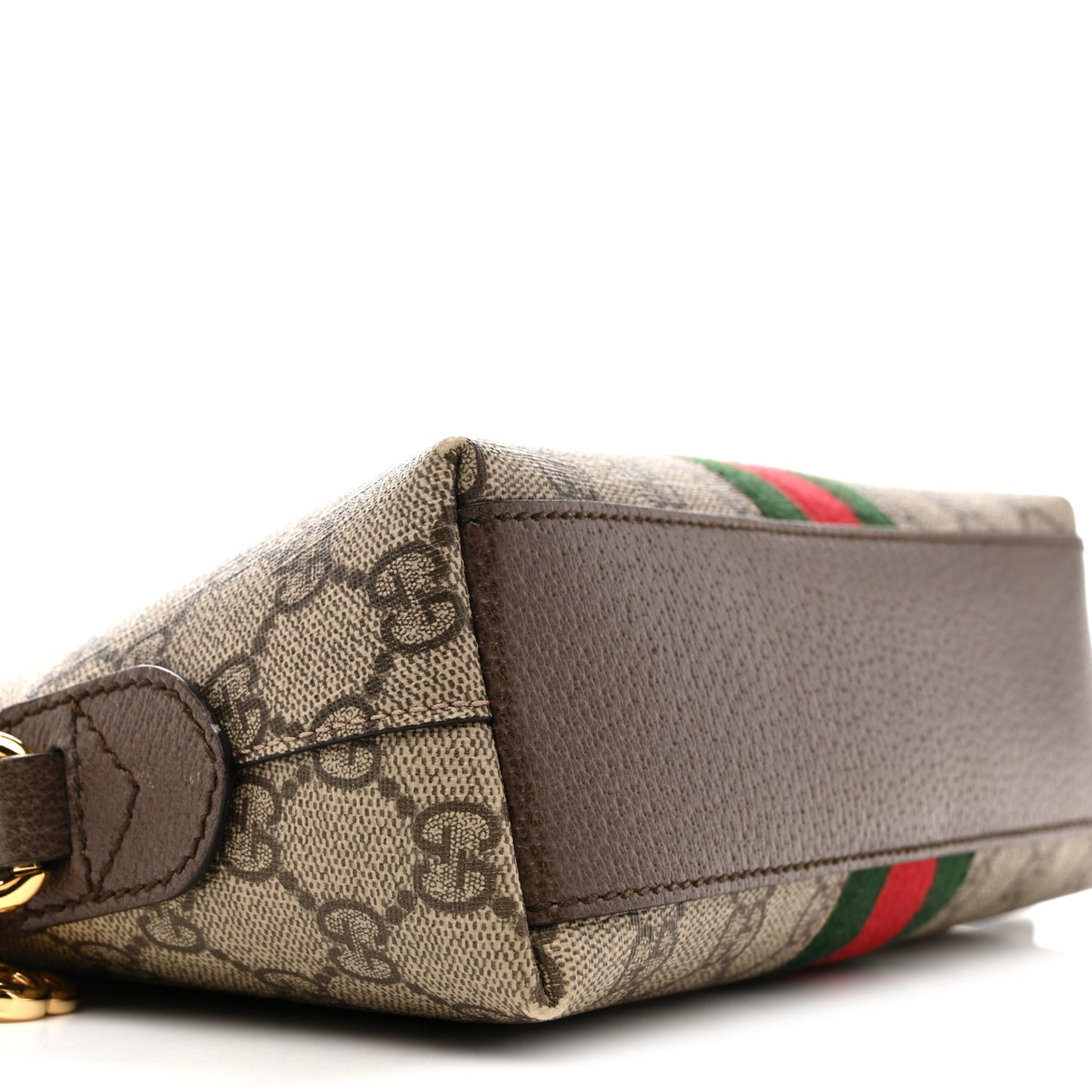 GG Supreme Monogram Textured Dollar Calfskin Web Small Ophidia Dome Shoulder Bag Beige Ebony New Acero