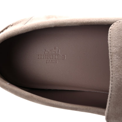 Hermes Suede Goatskin Mens Job Loafers 45 44 Rose Pale 8 of 10