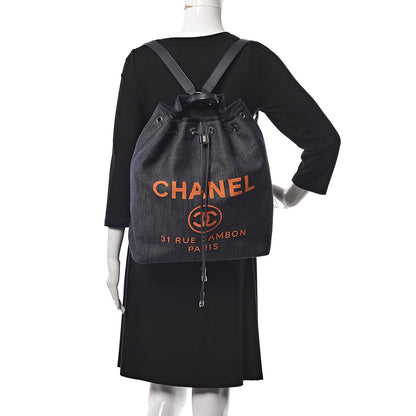 Chanel Canvas Large Deauville Backpack Denim Blue 2 of 10
