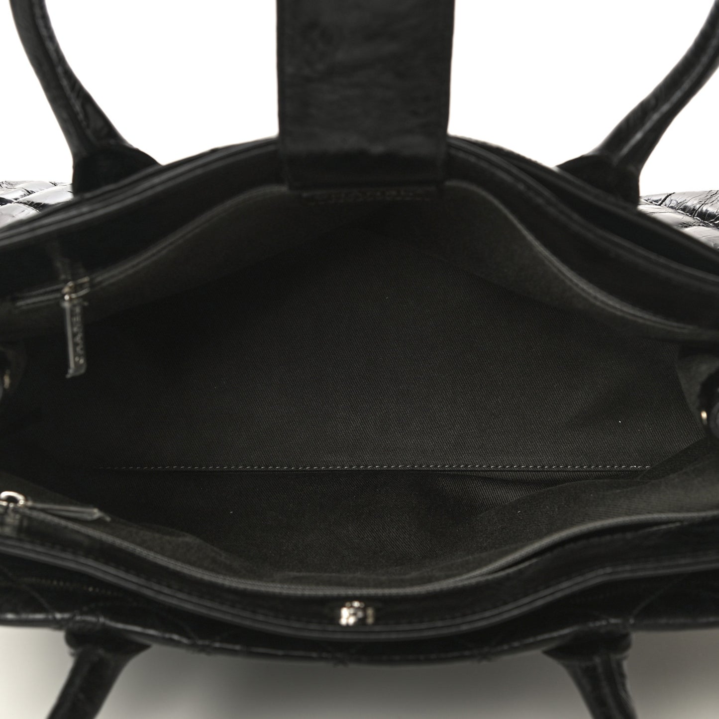 Glazed Calfskin Quilted Large New Portobello Tote Black