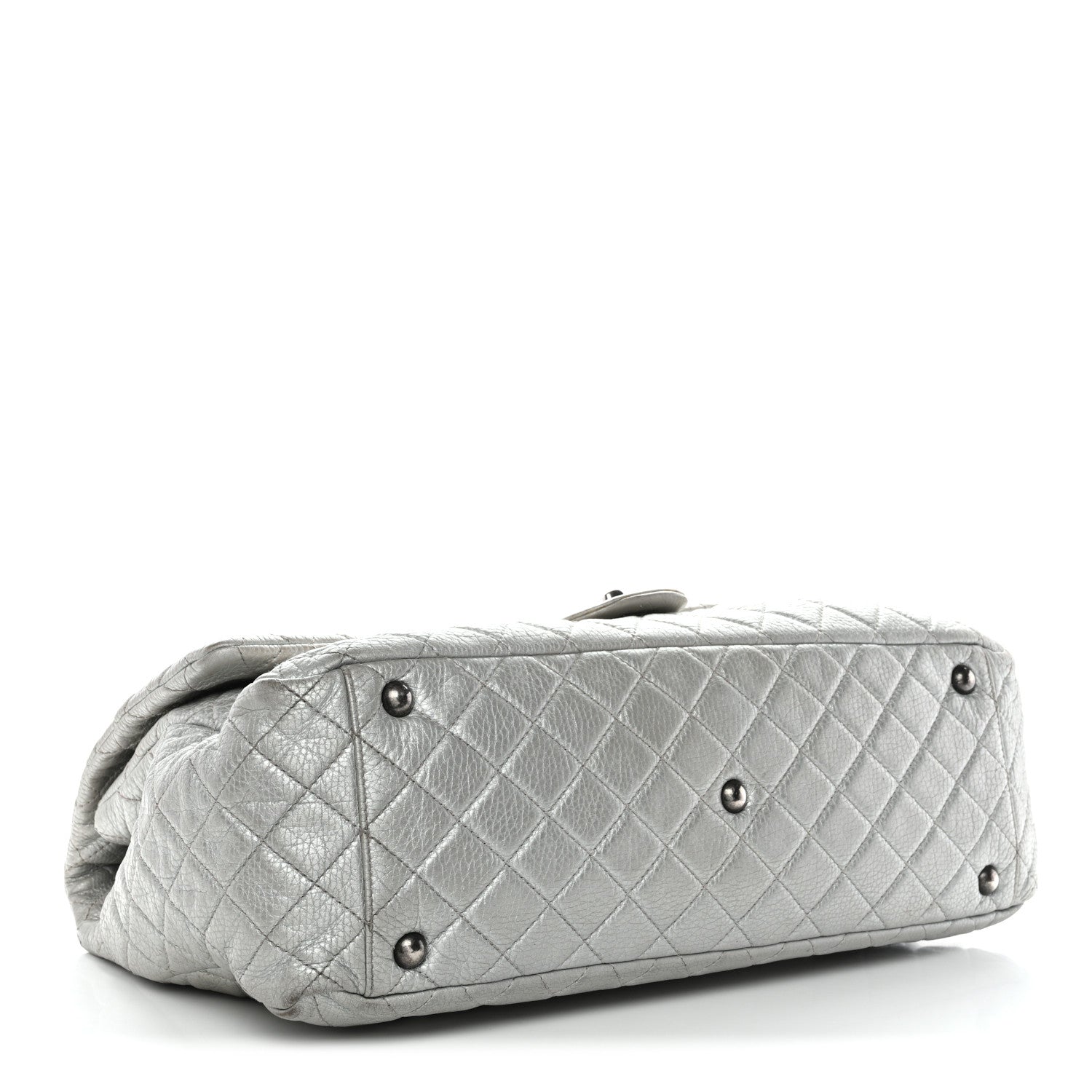 Chanel Metallic Calfskin Quilted XXL Travel Flap Bag Silver 4 of 18