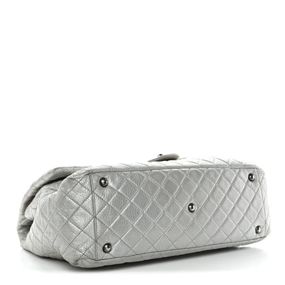 Chanel Metallic Calfskin Quilted XXL Travel Flap Bag Silver 4 of 18