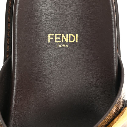 Fendi Vitello Karung Effect Fendi Feel Buckled Slide Sandals 37 Beige Brown 8 of 10