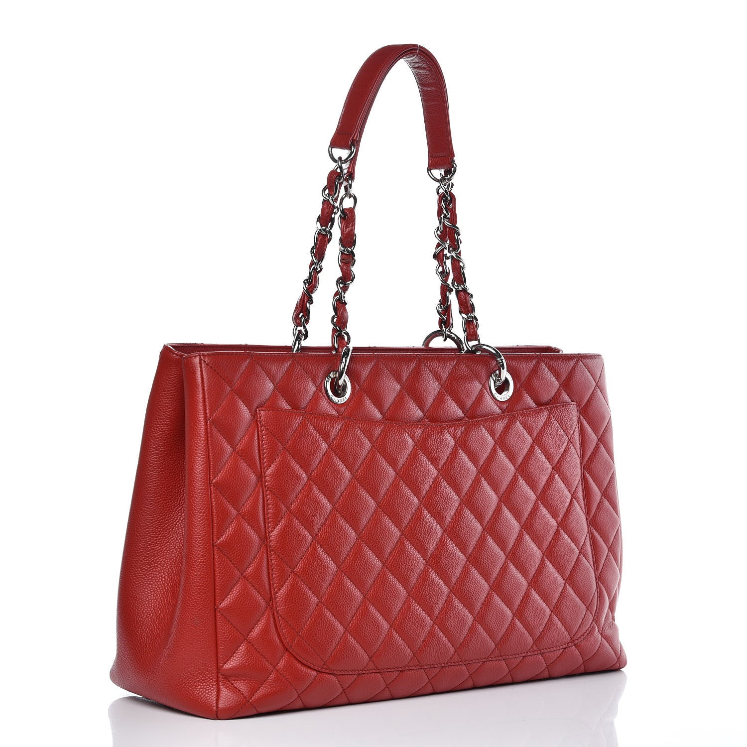 Chanel Caviar Quilted XL Grand Shopping Tote GST Red 3 of 8