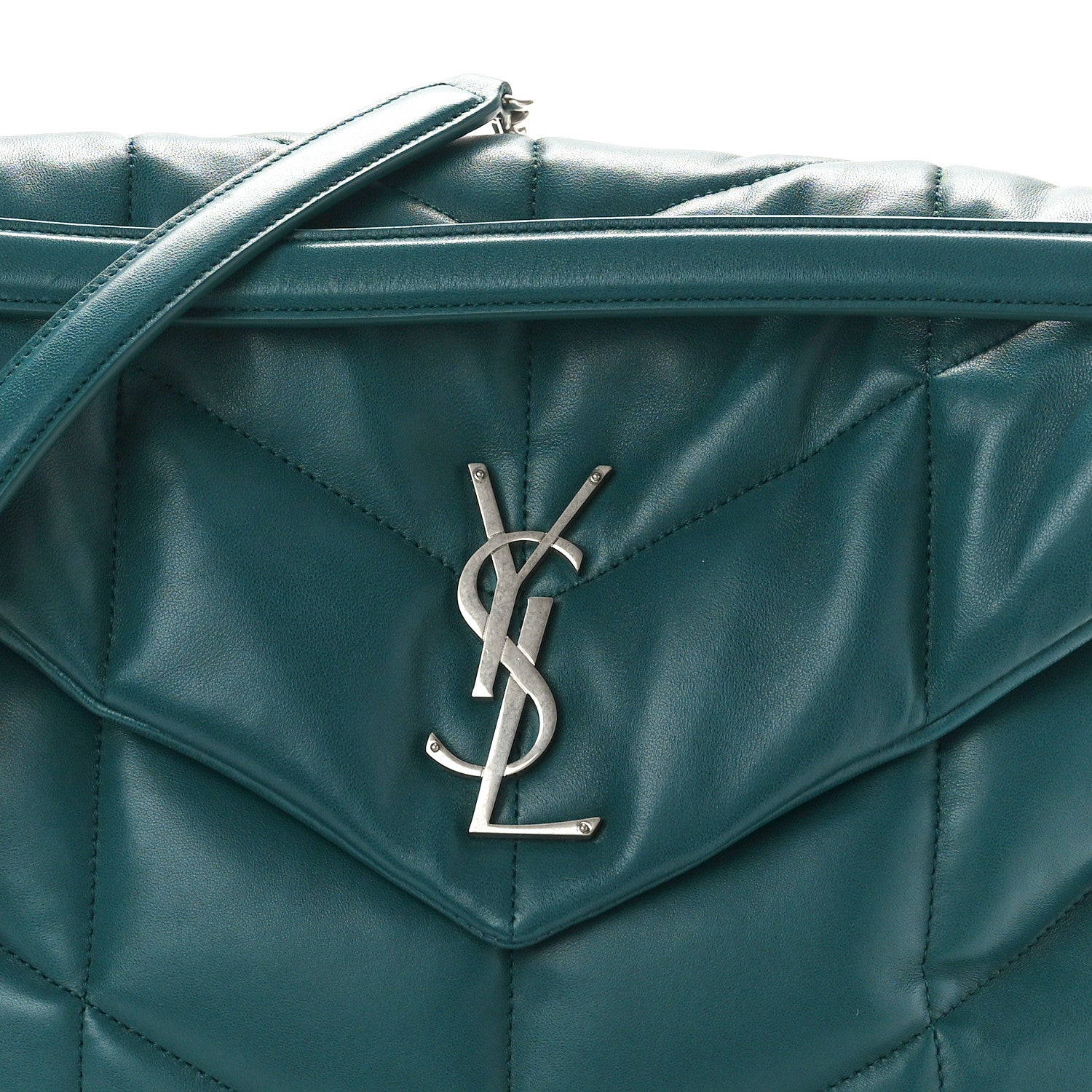 Saint Laurent Lambskin Quilted Medium Loulou Puffer Monogram Chain Satchel 9 of 11