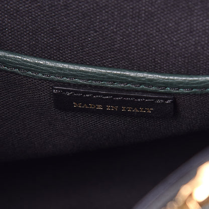 Burberry Derby Calfskin House Check Medium Banner Tote Black Dark Bottle Green 10 of 14