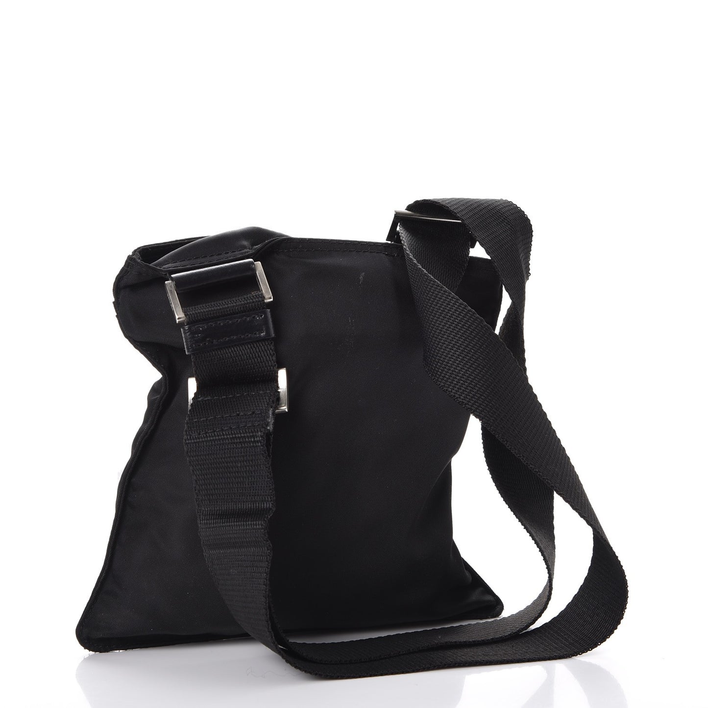 Nylon Small Flat Messenger Bag Black