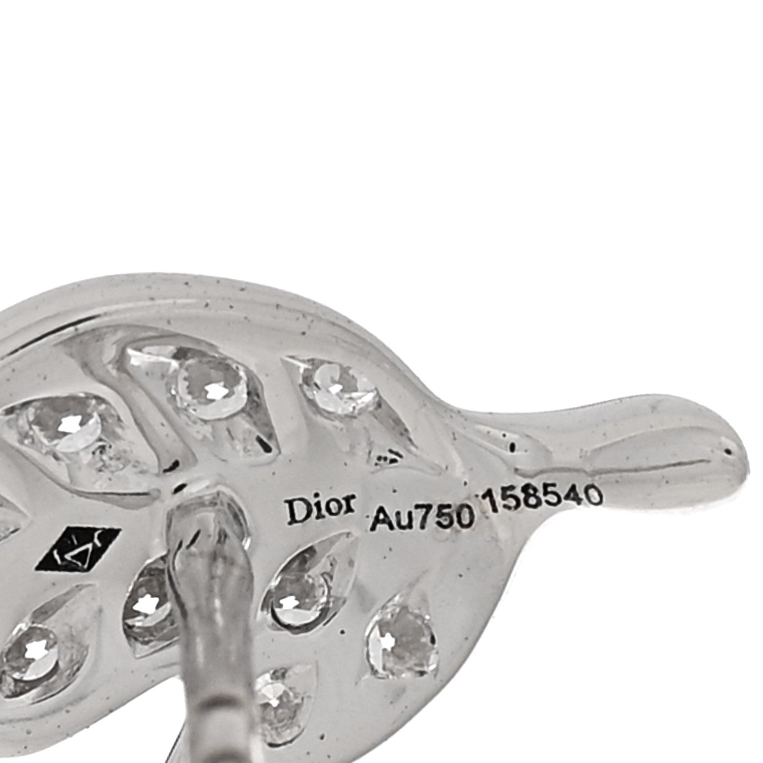 Christian Dior 18K White Gold Diamond Rose Bagatelle Leaf Single Stud Earring 4 of 4