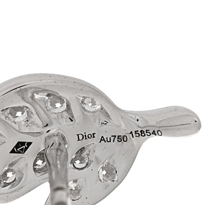 Christian Dior 18K White Gold Diamond Rose Bagatelle Leaf Single Stud Earring 4 of 4