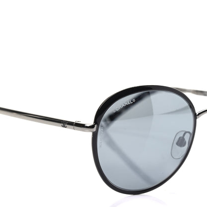 Chanel Round Spring Sunglasses 4206 Black Silver 7 of 8