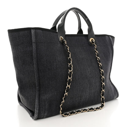 Chanel Woven Straw Raffia Medium Deauville Tote Black 3 of 12