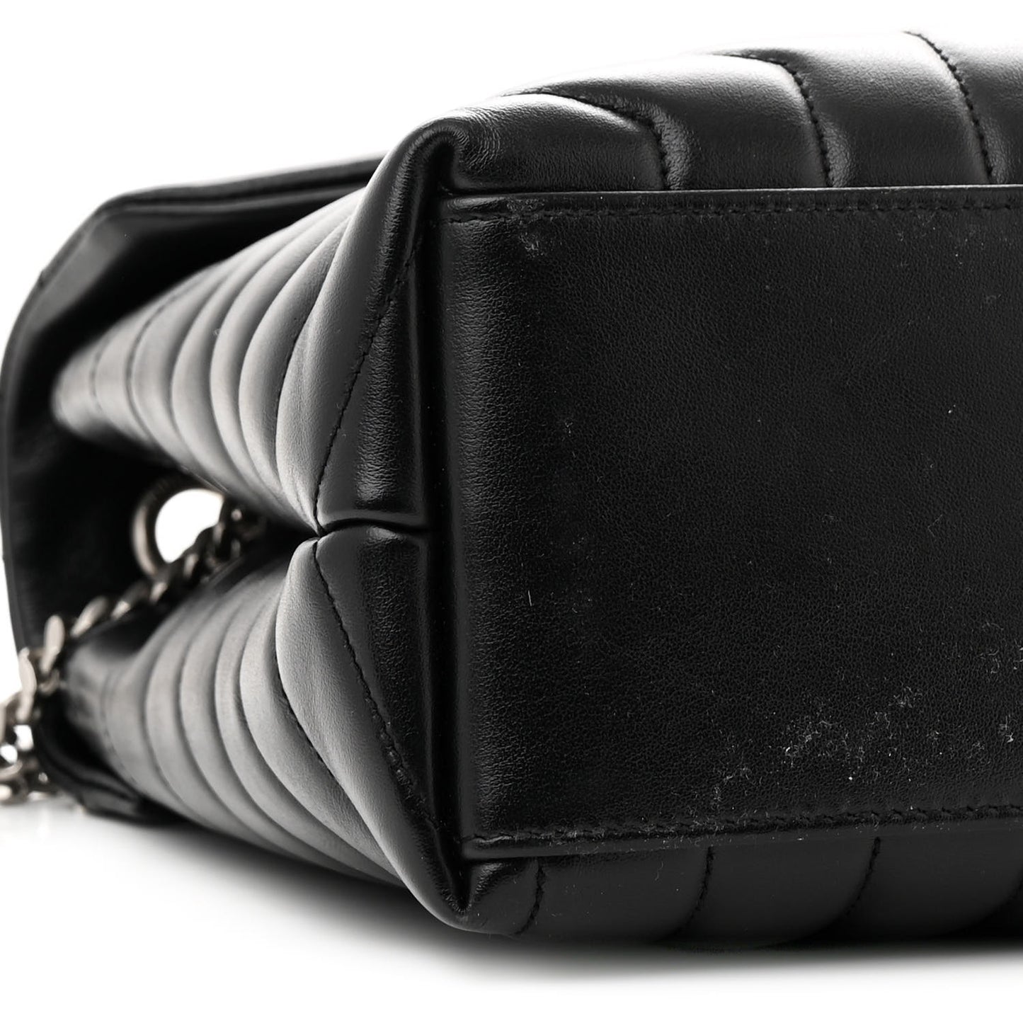 Calfskin Y Quilted Monogram Medium Loulou Chain Satchel Black
