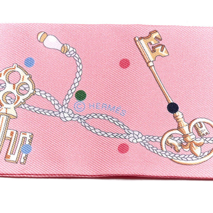 Hermes Silk Les Cles A Pois Twilly Rose Beige Multicolor 4 of 5