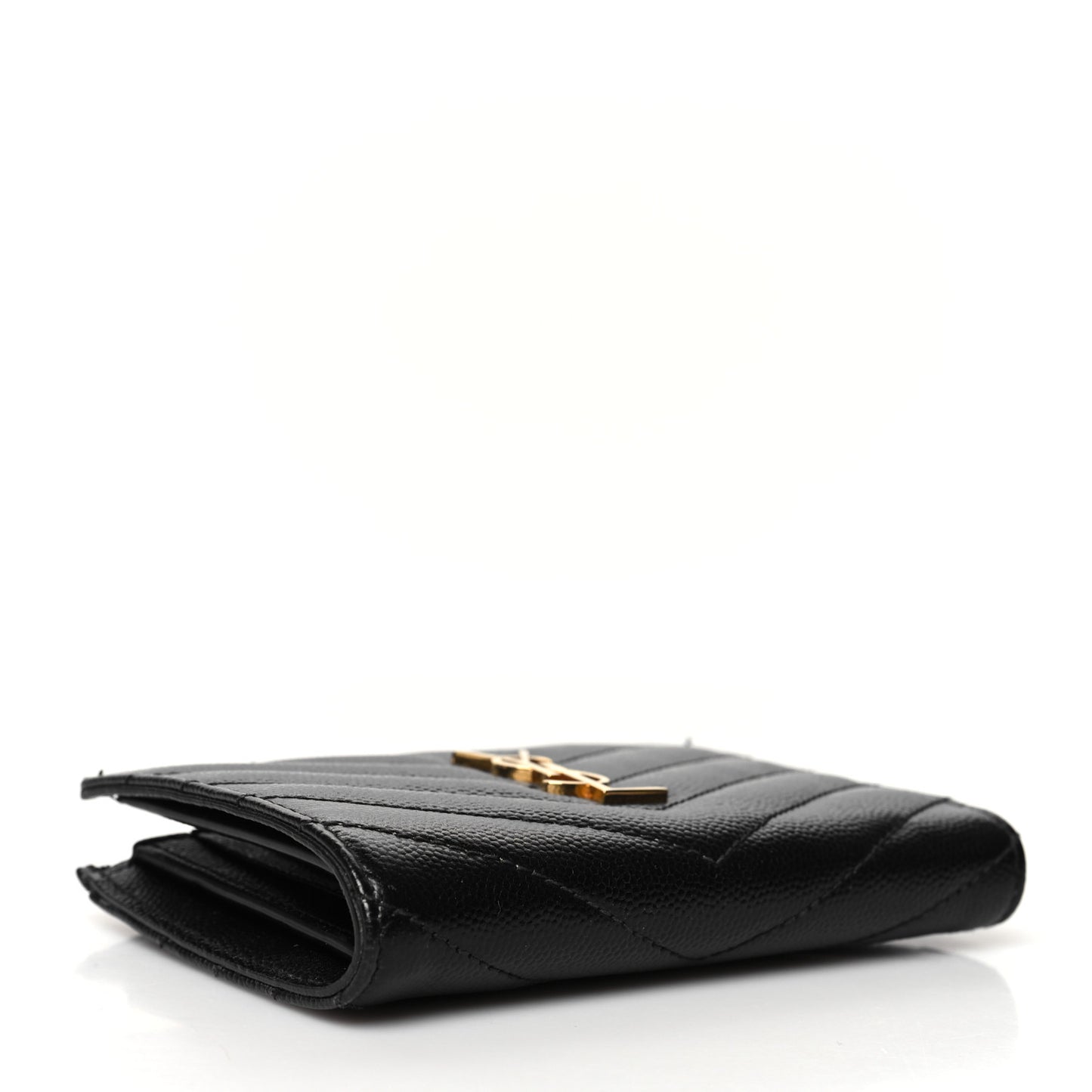 Grain De Poudre Matelasse Chevron Monogram Zipped Two-Part Wallet Black