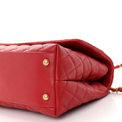 Chanel Caviar Quilted Small Coco Handle Flap Red 10 of 10