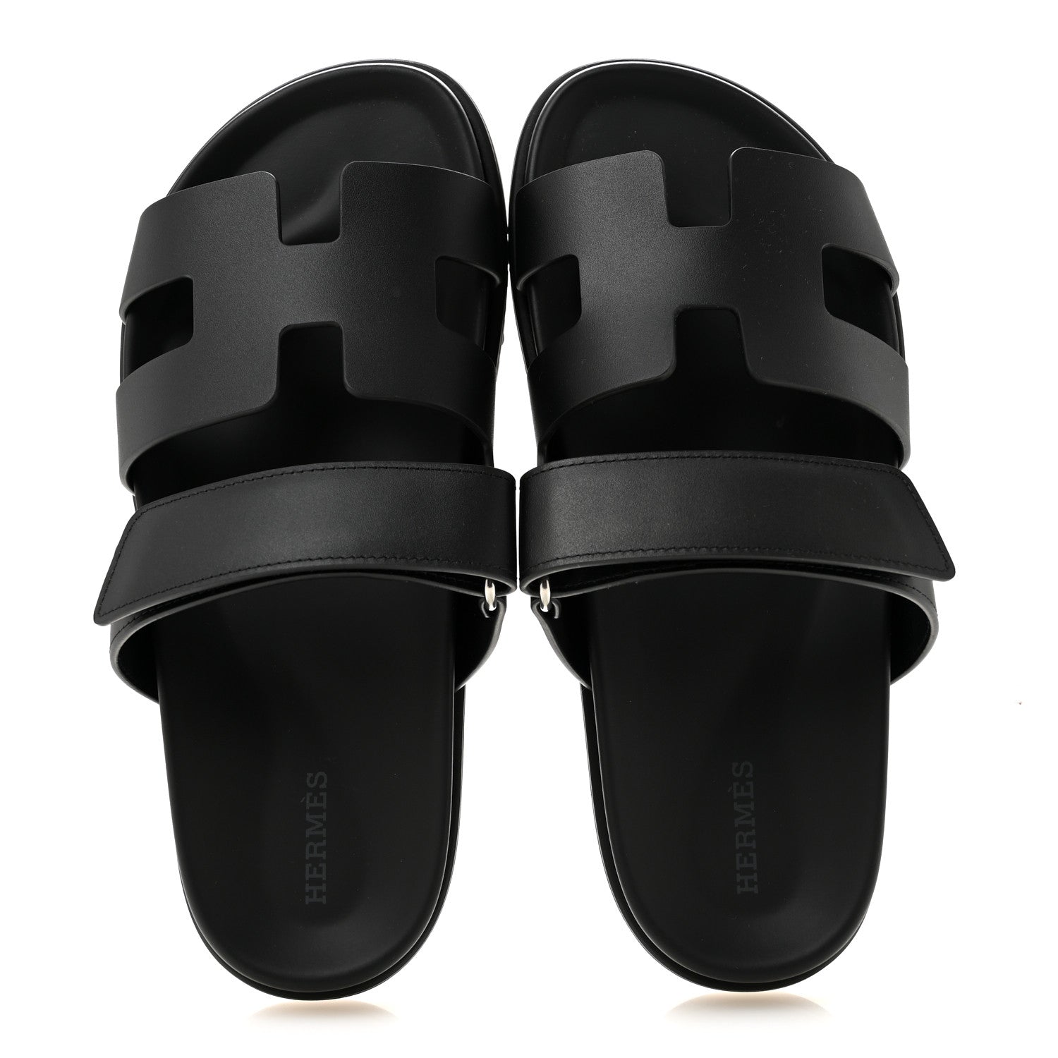 Hermes Calfskin Womens Chypre Sandals 38.5 Black 2 of 10