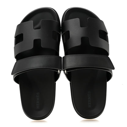 Hermes Calfskin Womens Chypre Sandals 38.5 Black 2 of 10
