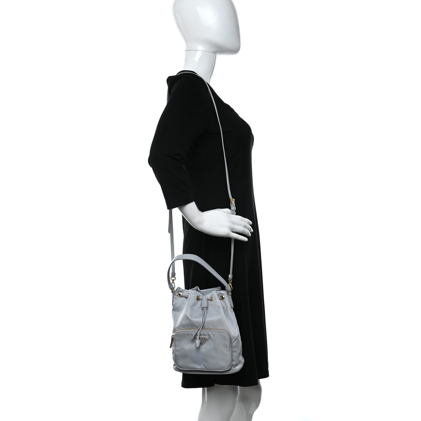 Re-Nylon Saffiano Duet Bucket Crossbody Bag Fiordaliso