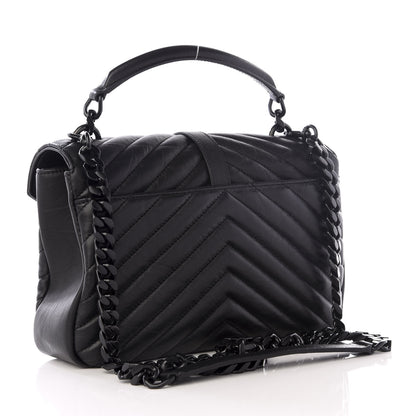Saint Laurent Sheepskin Matelasse Chevron Monogram Medium College Bag Black 2 of 9