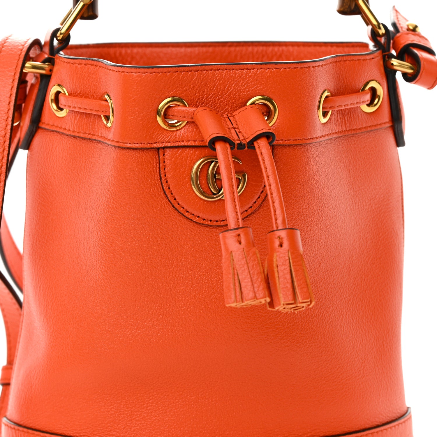 Gucci Softy Wonka Textured Dollar Calfskin Mini Diana Bucket Bag Deep Orange Spicy Cyclamin 8 of 11