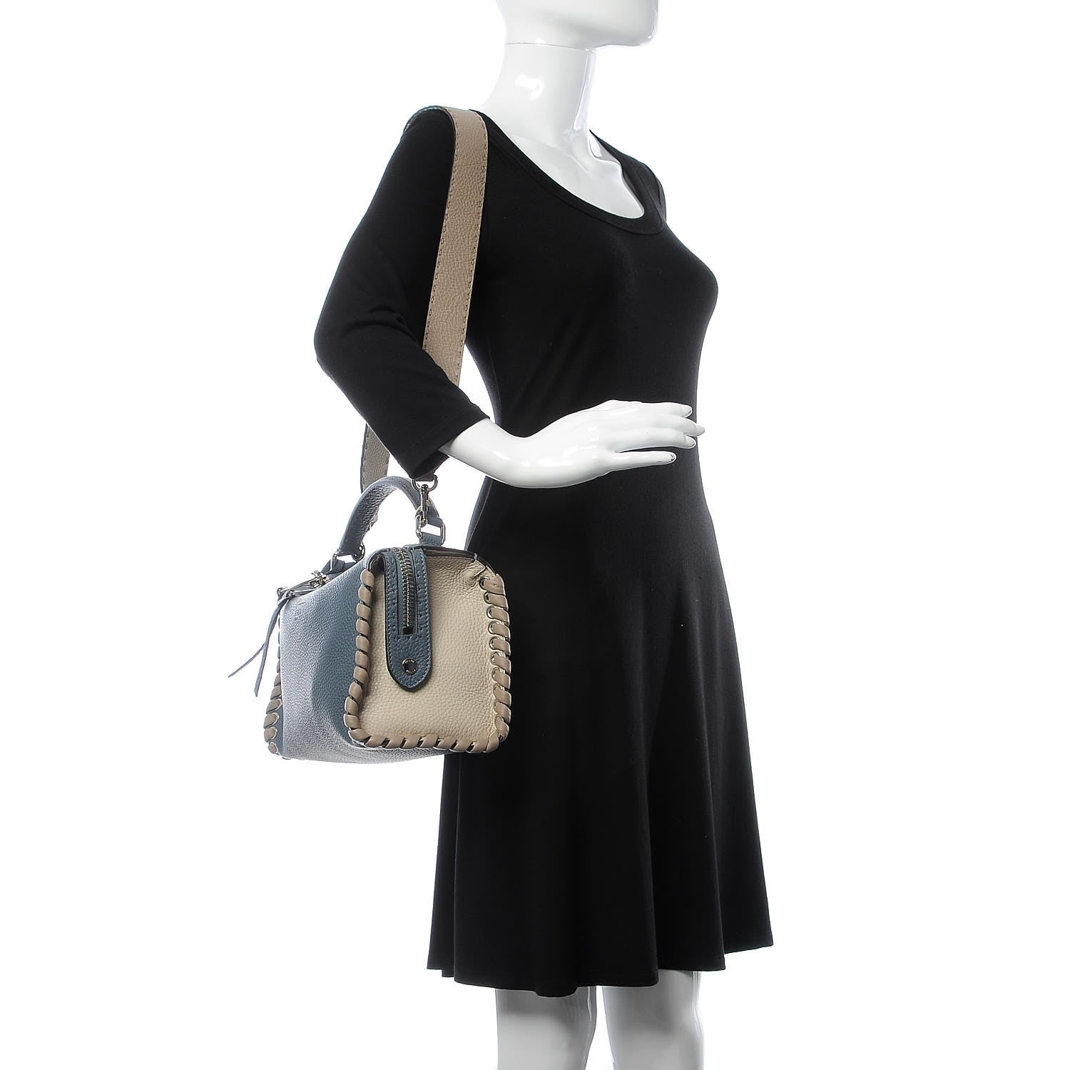 Fendi Cuoio Romano Selleria Vitello Dolce Lace Up Lei Boston Tote Tempesta Latte Corda 2 of 7
