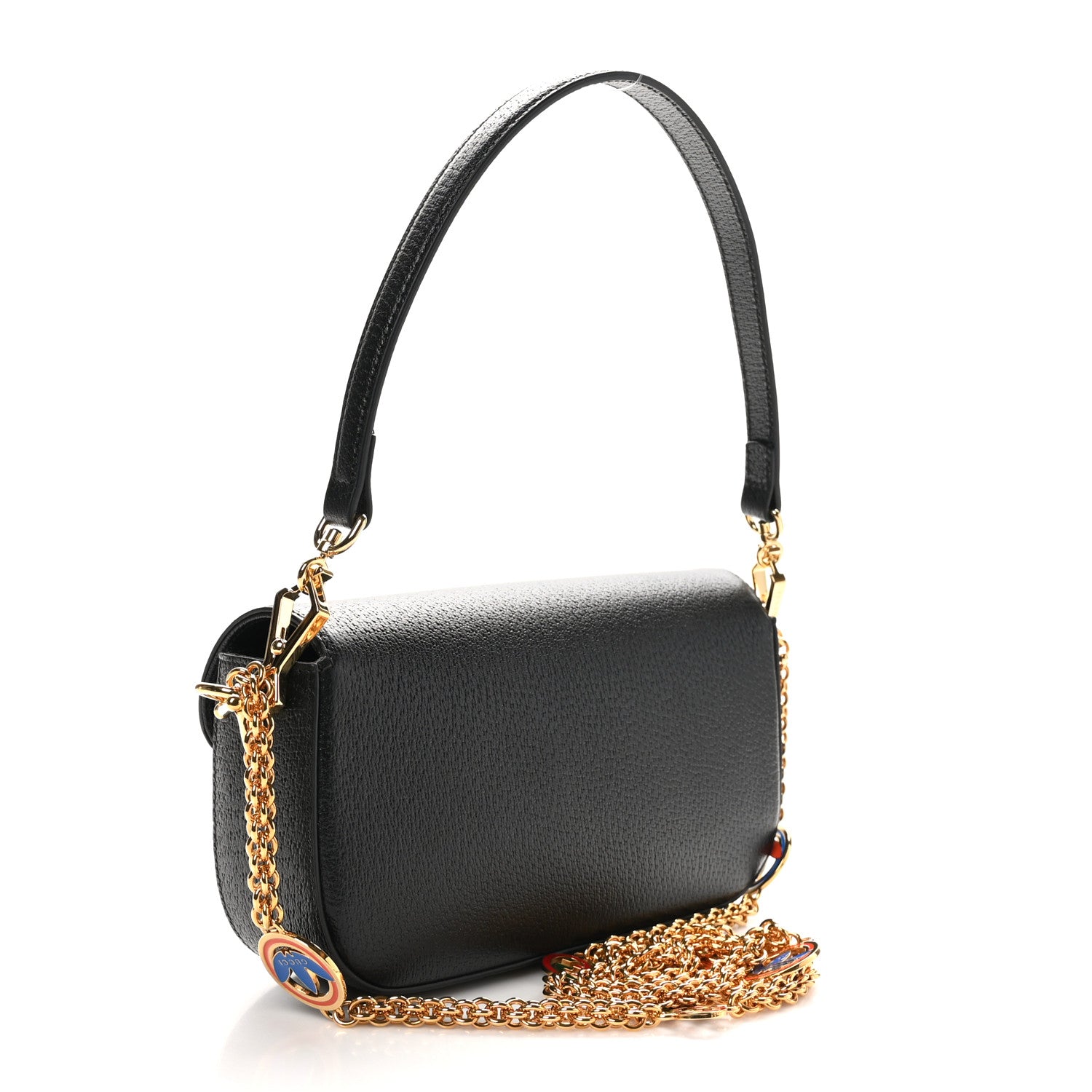 Gucci X ADIDAS Textured Dollar Calfskin Web Small Trefoil Horsebit 1955 Shoulder Bag Black Off White 3 of 10