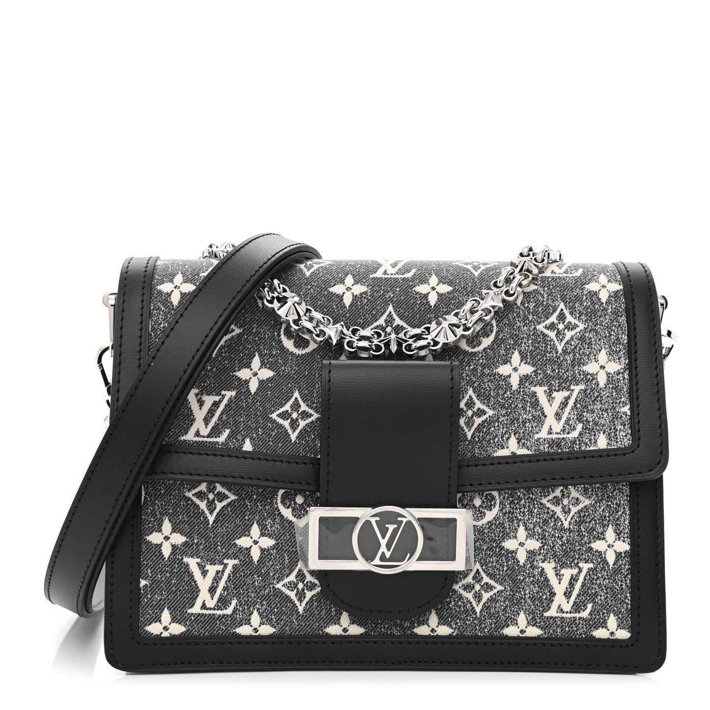 Denim Monogram Jacquard Dauphine MM Black