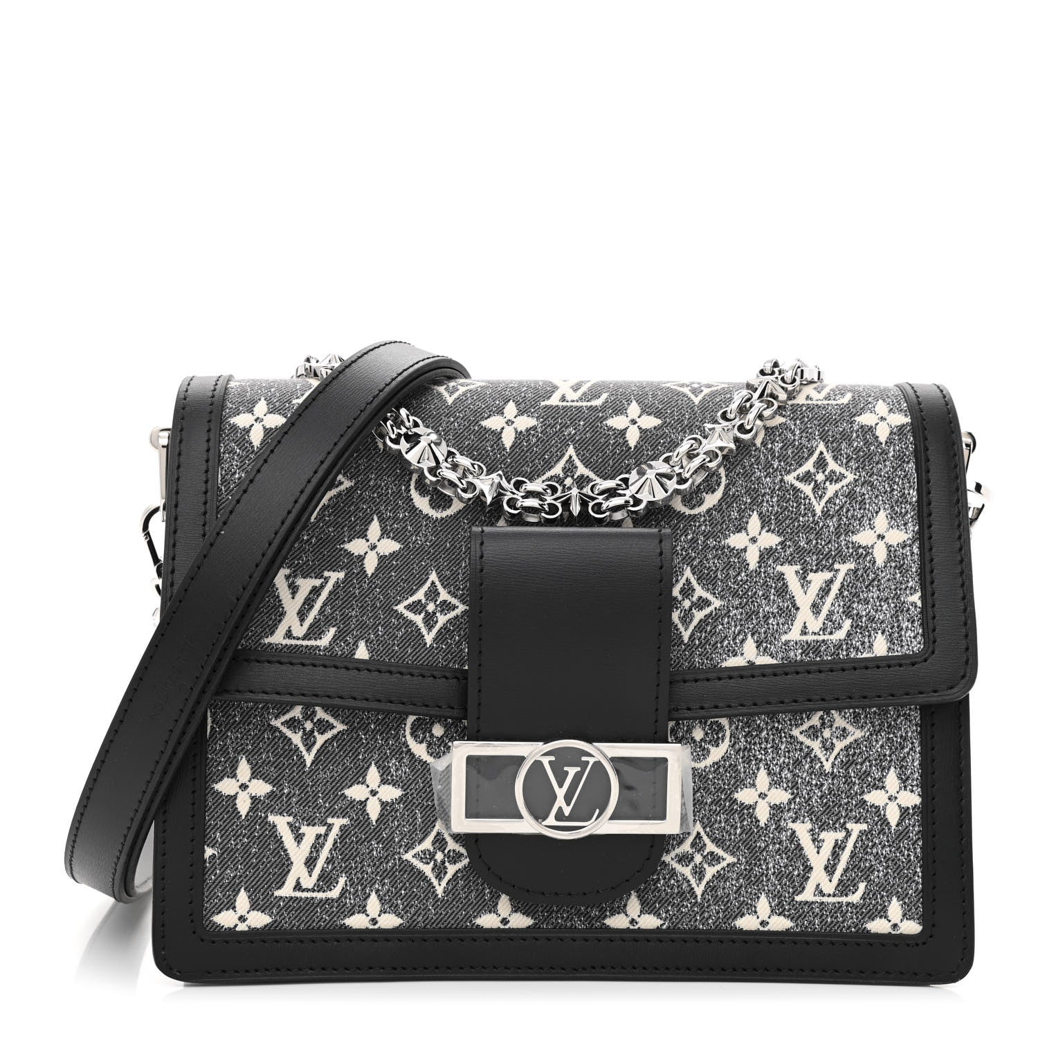 Louis Vuitton Denim Monogram Jacquard Dauphine MM Black 1 of 9