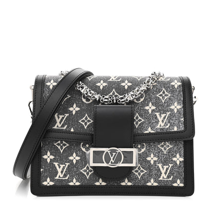 Louis Vuitton Denim Monogram Jacquard Dauphine MM Black 1 of 9