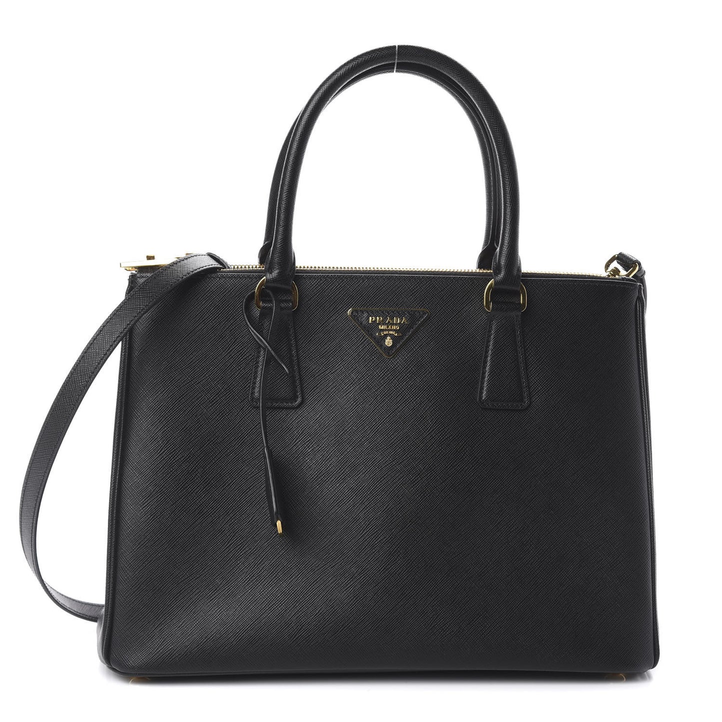 Saffiano Lux Large Galleria Double Zip Tote Black