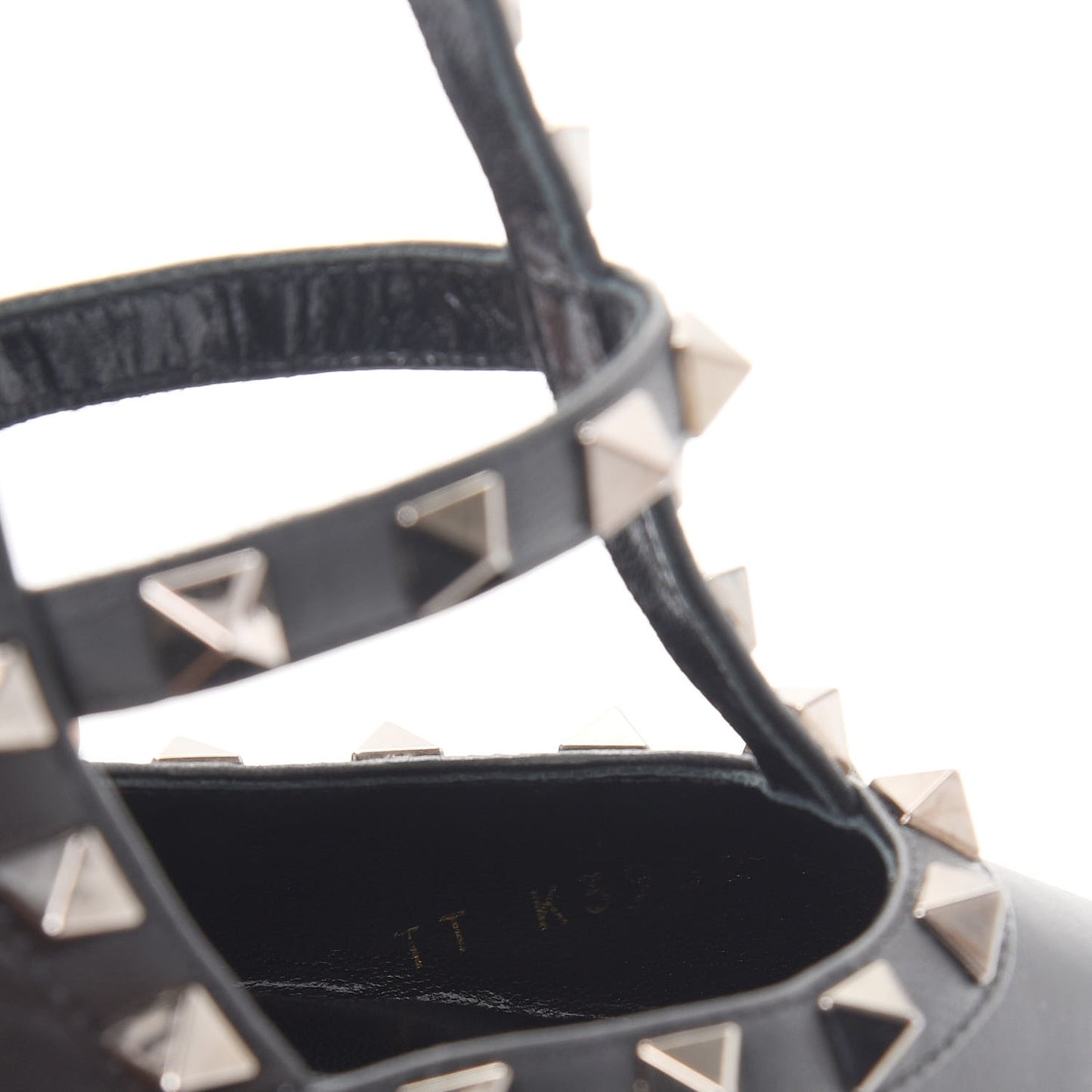 Nappa Rockstud Ankle Strap Pumps 36.5 Black