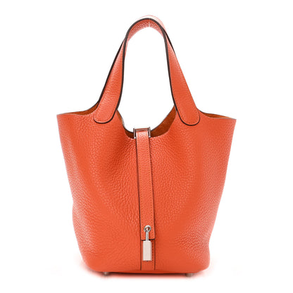 Hermes Taurillon Clemence Picotin Lock 18 PM Orange 1 of 9