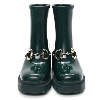 Gucci Rubber Womens Horsebit Ankle Boots 37 Vintage Green 2 of 9