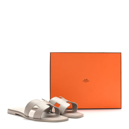 Hermes Box Calfskin Oran Sandals 40 Beige Mastic 9 of 9