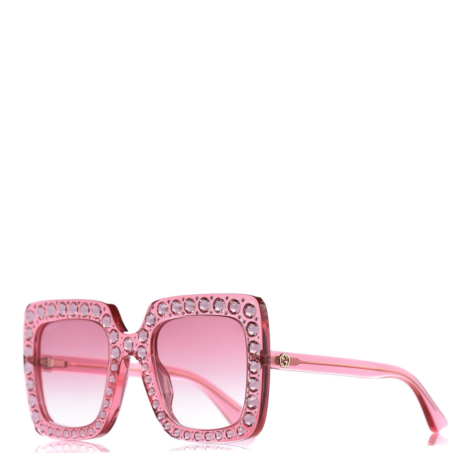 Gucci Acetate Crystal Oversize Sunglasses GG0148S Pink 1 of 7