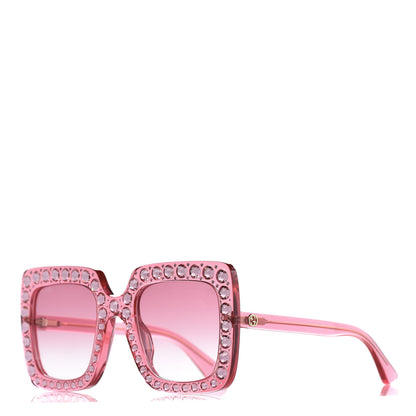 Gucci Acetate Crystal Oversize Sunglasses GG0148S Pink 1 of 7