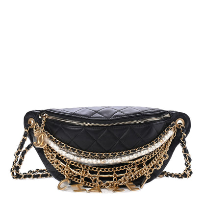 Chanel Lambskin Quilted All About Chains Waist Belt Bag Black 1 of 5