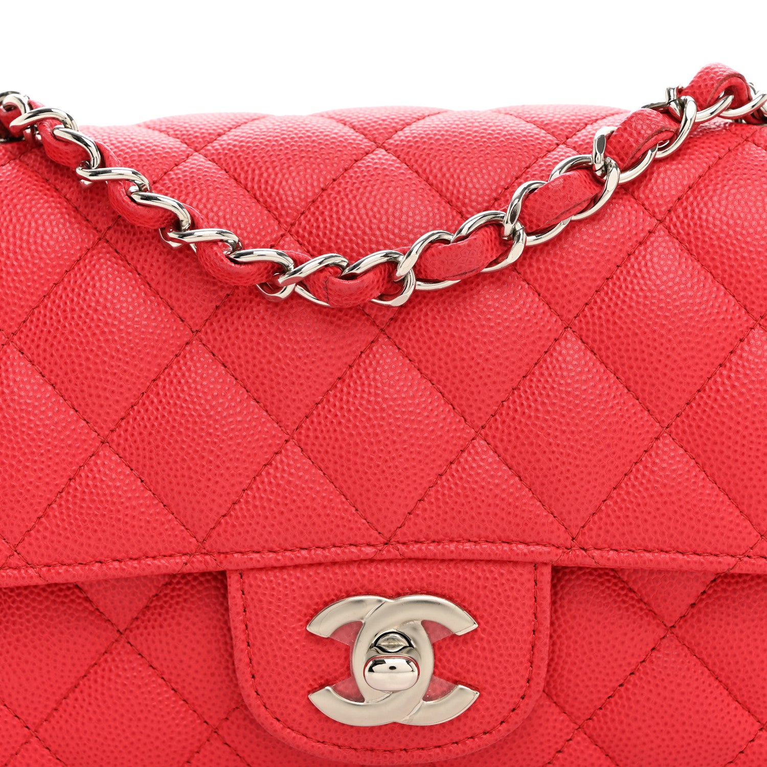 Chanel Caviar Quilted Mini Rectangular Flap Dark Pink 8 of 10