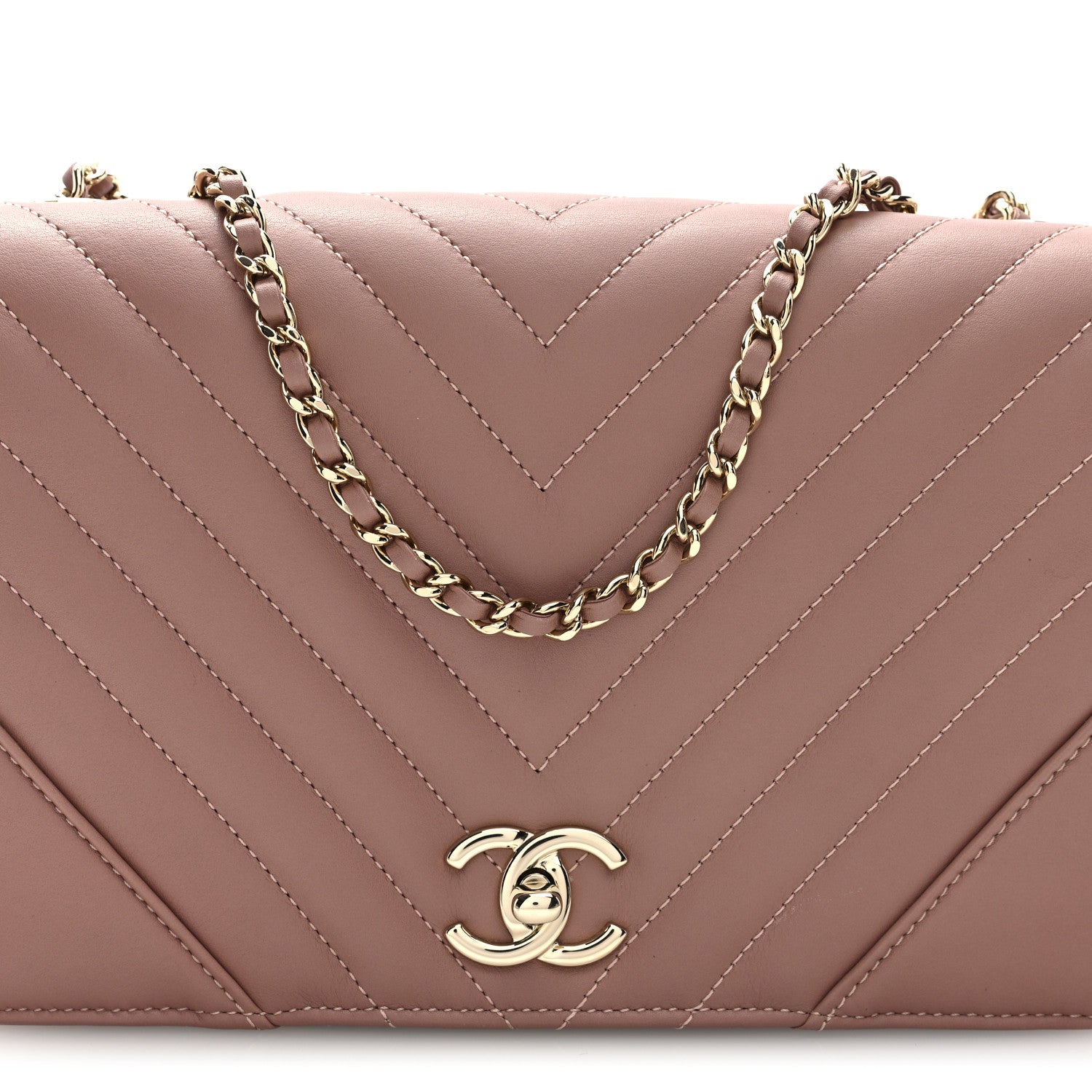 Chanel Calfskin Chevron Quilted Statement Flap Pink 8 of 10