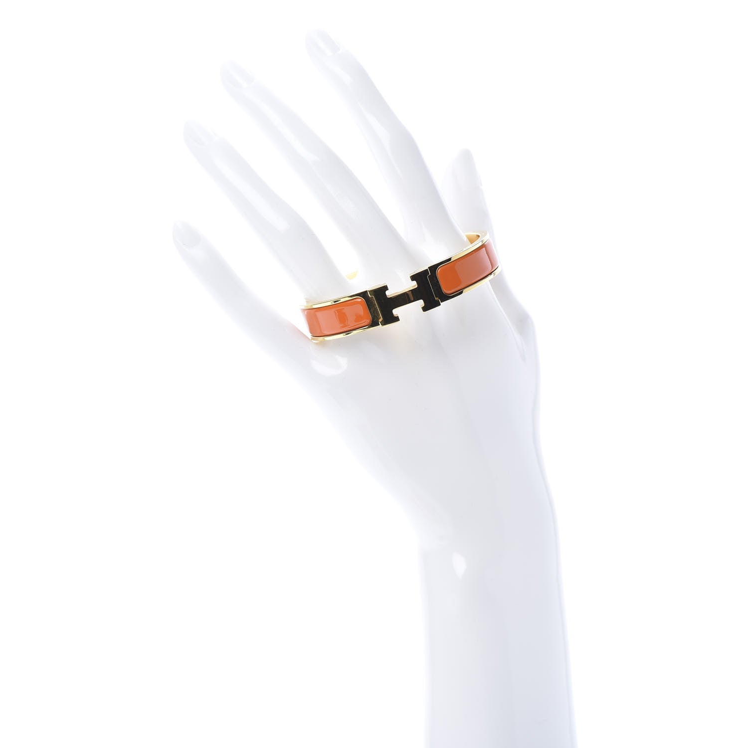 Hermes Enamel Narrow Clic Clac H Bracelet PM Orange 2 of 6
