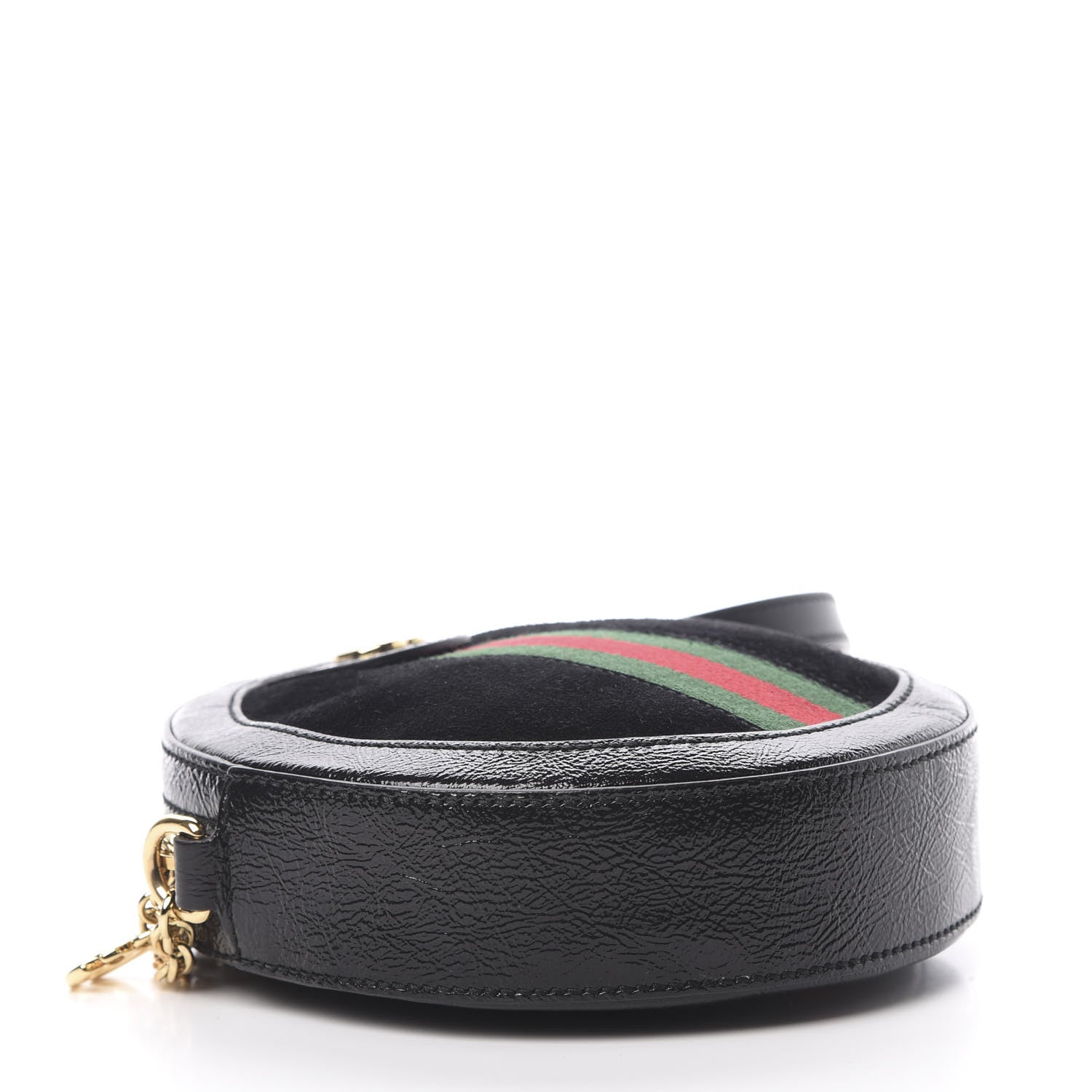 Gucci Suede Patent Web Mini Ophidia Round Shoulder Bag Black 4 of 10