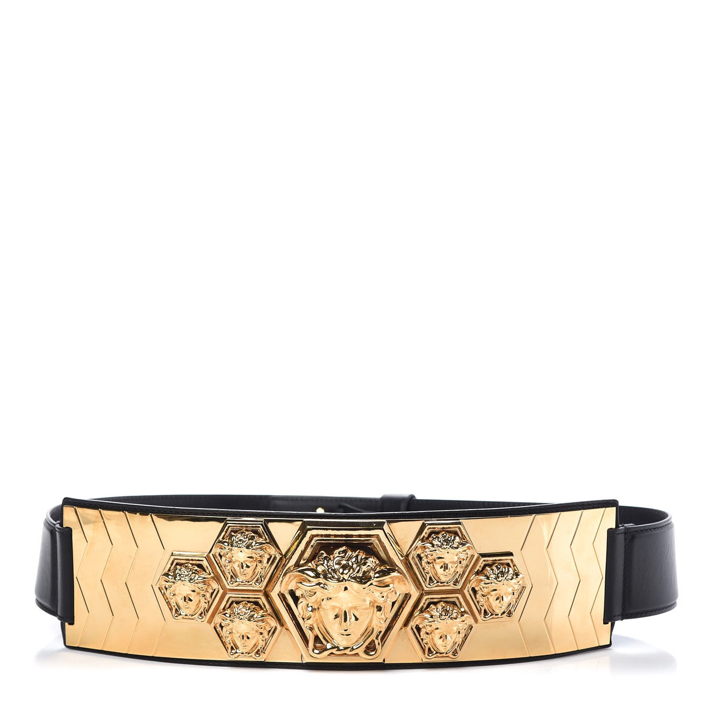 Calfskin Medusa Hass Brothers Waist Belt 90 36 Black