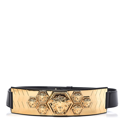 Versace Calfskin Medusa Hass Brothers Waist Belt 90 36 Black 1 of 5