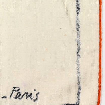 Hermes Cashmere Silk Pirouette au Galop Shawl 140 Blanc Black Gris 6 of 10