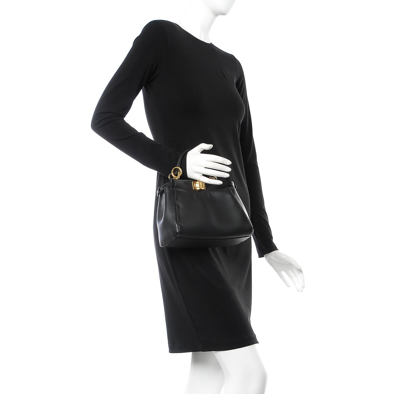 Fendi Nappa Mini Peekaboo Iconic Satchel Black 3 of 9