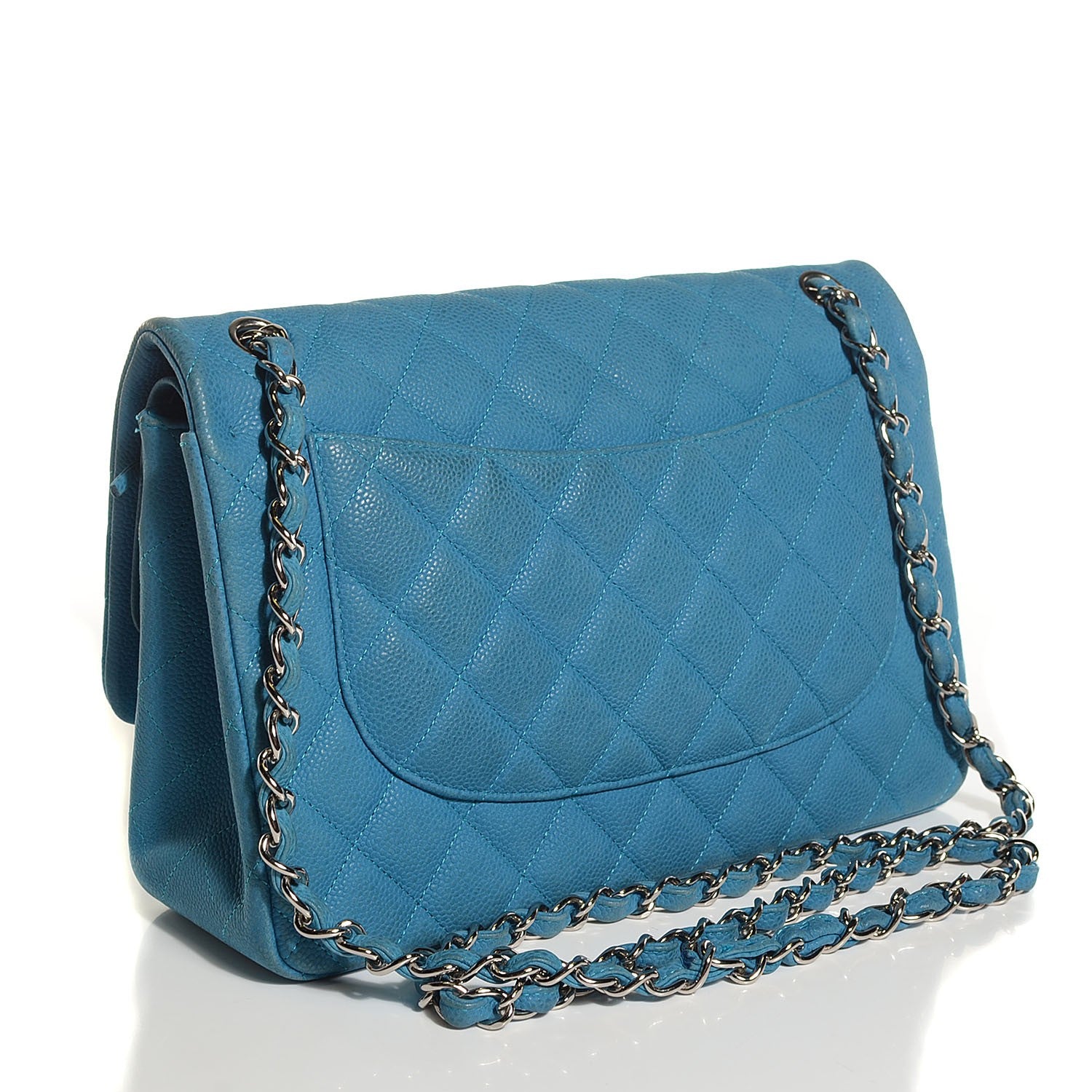 Chanel Iridescent Caviar Quilted Jumbo Double Flap Blue 3 of 9