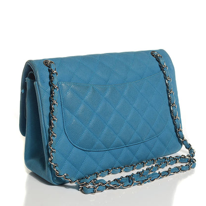 Chanel Iridescent Caviar Quilted Jumbo Double Flap Blue 3 of 9